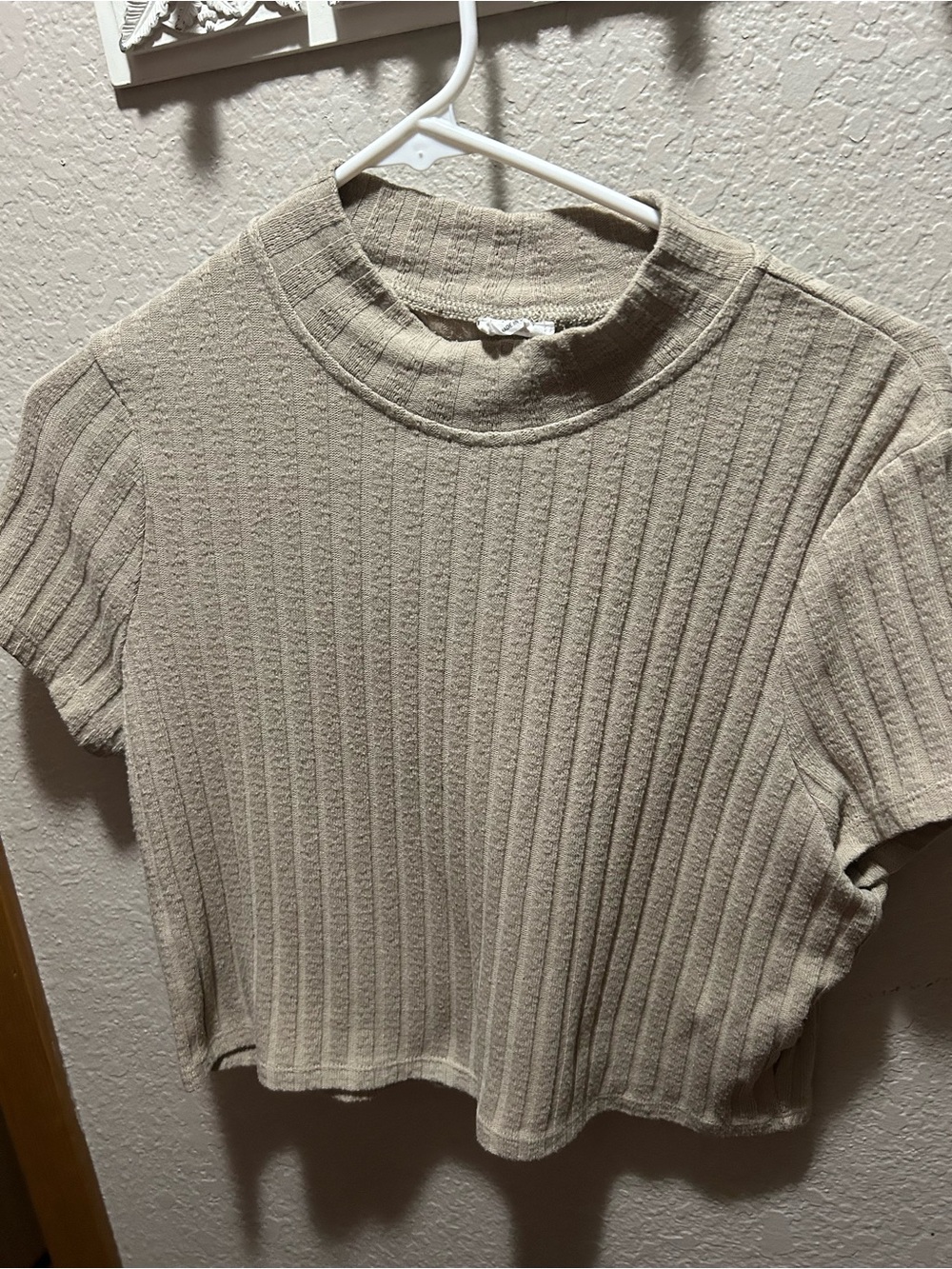 Cotton On Ribbed Mock Neck Crop Top — Cream